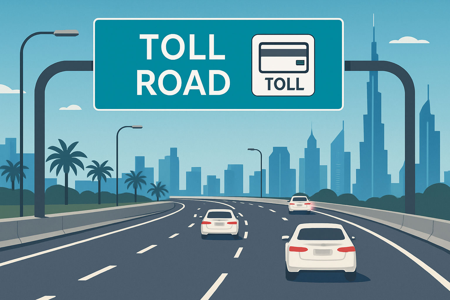 Clear traffic flow on a managed Dubai toll road