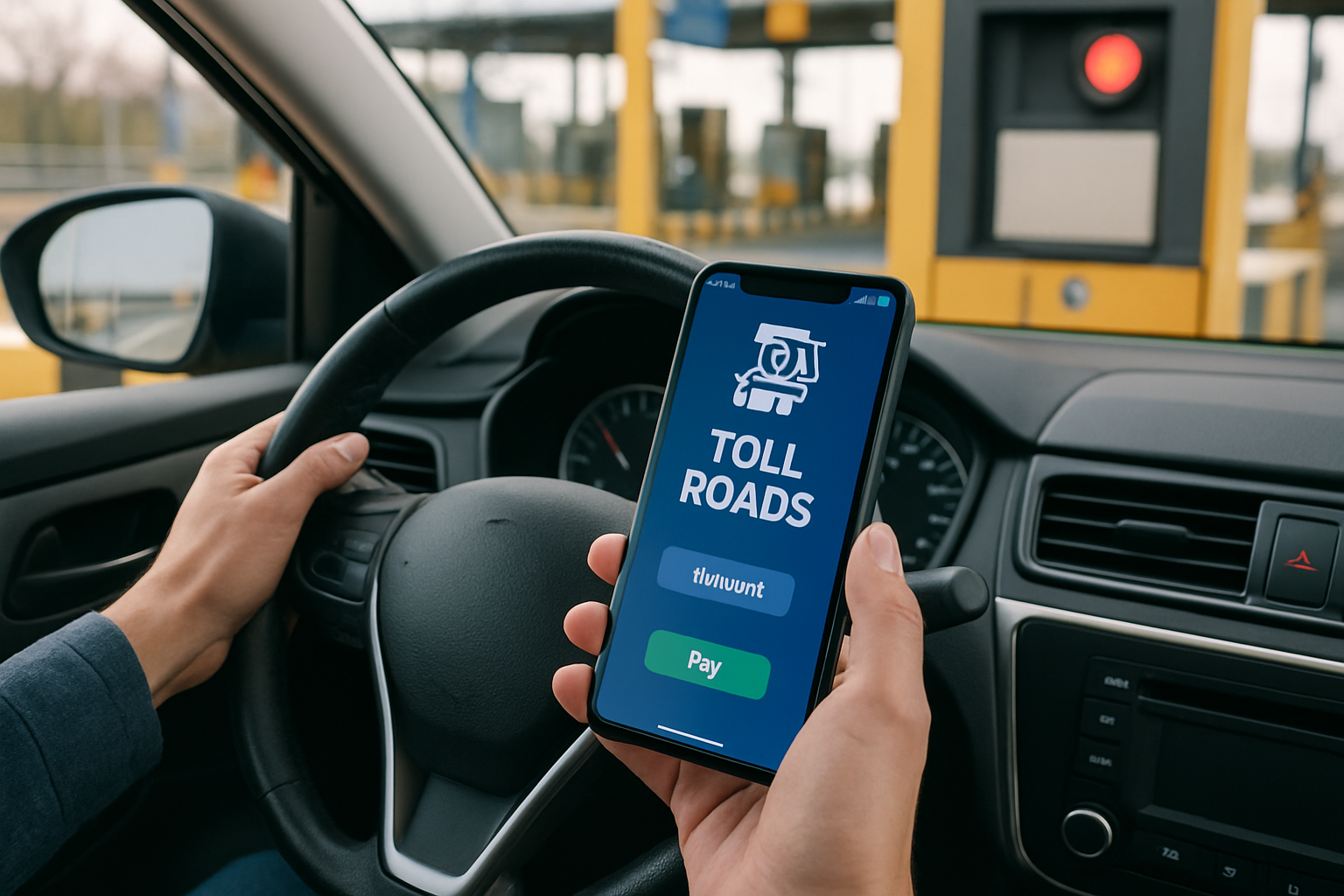 Driver using a mobile payment app for toll roads